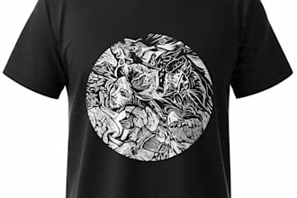 make a linocut t shirt design for brand