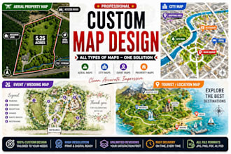 design aerial property map, real estate site plan and land boundary map