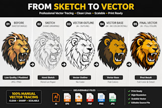 do vector tracing logo, manually vector trace image into ai eps svg