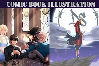 draw manga comic, anime panels, light novel shonen manga webtoon and cover art