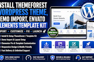 install themeforest wordpress theme, demo import, envato elements template kit