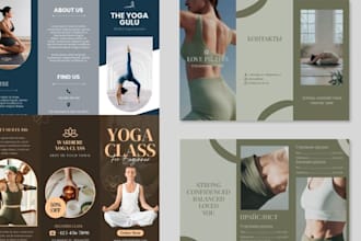 design yoga studio pamphlet, personal trainer brochure for your fitness club