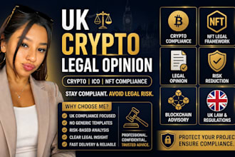 deliver UK legal opinion on crypto, ico and nft legal compliance