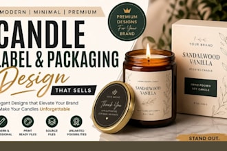 design luxury candle label and packaging for candle brands