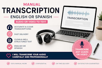 transcribe english to spanish audio to text manually