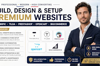 build design thinkific tilda prestashop opencart setup big commerce website