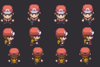 create 2d game sprite sheet pixel game assest for retro pixel animation