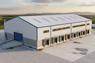 do 3d industrial warehouse, storage facility, logistic center and factory design