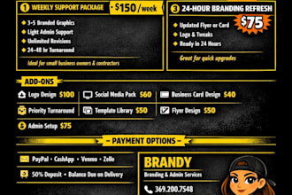 design bold branding graphics and provide admin support