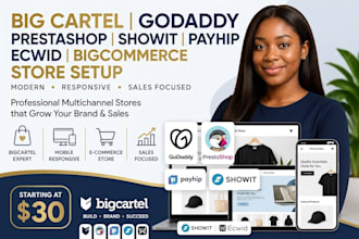 big cartel store godaddy prestashop showit payhip ecwid bigcommerce setup