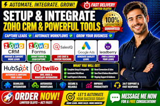 setup integrate zoho CRM zoho forms sales iq google ads leadberry hubspot twilio