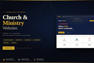 design a church website with donation and livestream for ministry and nonprofit