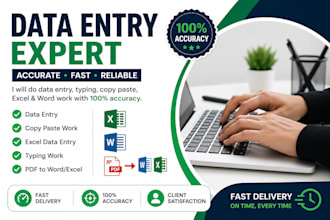 data entry, typing, copy paste and excel work