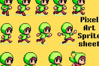 create sprite sheet,animated gif pixel art character, sprite sheet pixel art