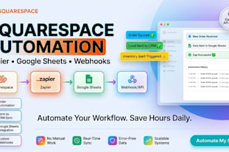 connect squarespace to zapier, google sheets and webhooks for automation