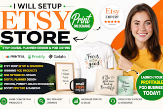 setup etsy print on demand store, etsy digital planner design, etsy pod listing