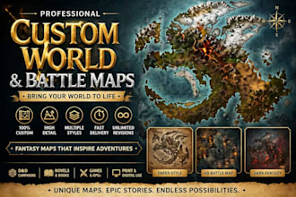 create detailed vector map and fantasy map illustration dnd customer map design