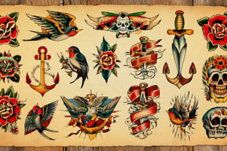 create awesome old school tattoo style design