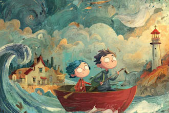 illustrate magical children storybook with cute characters