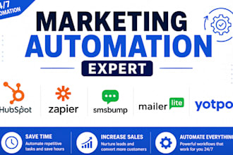 set up hubspot, yotpo, smsbump, mailerlite, zapier automation for your business