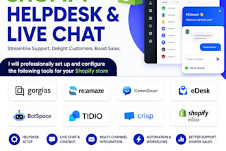 setup shopify helpdesk gorgias reamaze commslayer edesk botspace tidio crisp sb