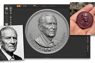 3d sculpt bas relief pendant coin medallion ring cnc design print zbrush model