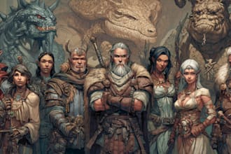 make dnd character and dnd party commission art