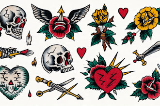 create american traditional tattoo style design