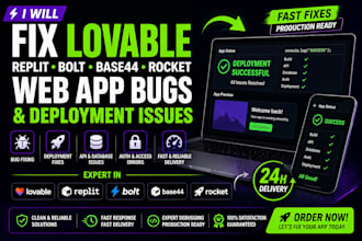fix lovable replit bolt base44 rocket web app bugs and deployment