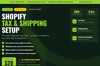 set up shopify tax, shipping rates, and checkout configuration