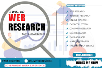 do web research and data collection into excel for you