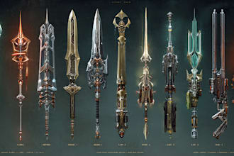 design creative concept art of weapons and items