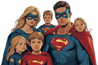 draw custom family superhero illustration