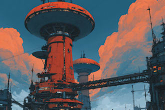 draw futuristic neon cityscape concept art