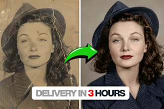restore, colorize and repair old photos in 3 hours