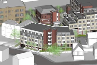model apartment building massing and facade in sketchup for design studies