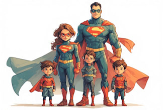 design fun superhero family portrait artwork