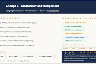 deliver business analysis and change management consulting for your organisation