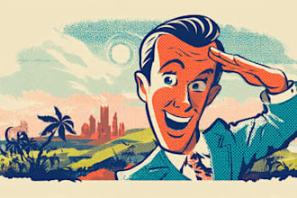 draw retro vintage illustration cartoon character
