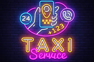 give excellent taxi, freight, towing and transport logo