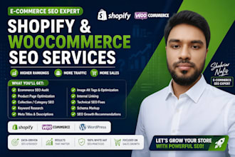 do ecommerce SEO for shopify store and woocommerce website