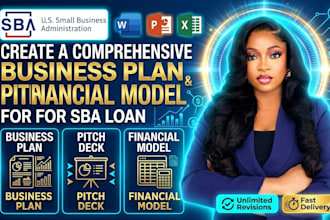 create a comprehensive business plan pitch deck and financial model for sba loan