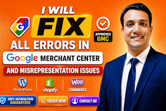 fix all errors in google merchant center and misrepresentation