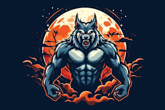draw angry halloween beast cartoon mascot logo illustration for your brand