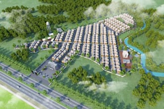 remodel 3d master plan design,real estate layout,site plan,aerial view rendering