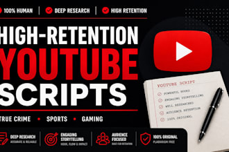 research and write a high compelling youtube script on true crime, sport, gaming