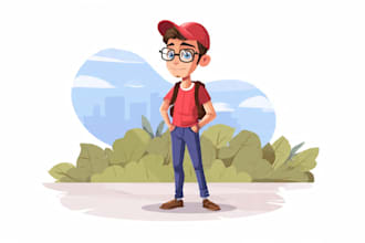 draw a vector 2d character, cartoon character