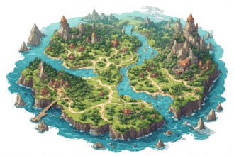 design detailed fantasy world map illustration