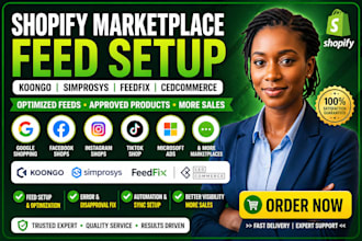 setup shopify marketplace muitifeed koongo simprosys feedfix cedcommerce website