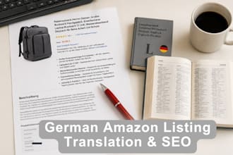 write and translate seo optimized amazon fba product listing in german